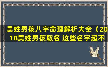 吴姓男孩八字命理解析大全（2018吴姓男孩取名 这些名字超不错）